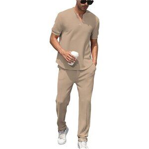 Fashion Men's Tracksuits 2Piece Casual Athletic Jogging Outfits Short/LongSleeve